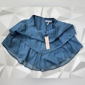 BCBGeneration Blue skirt with ruffles 100% Cotton Size:S NWT